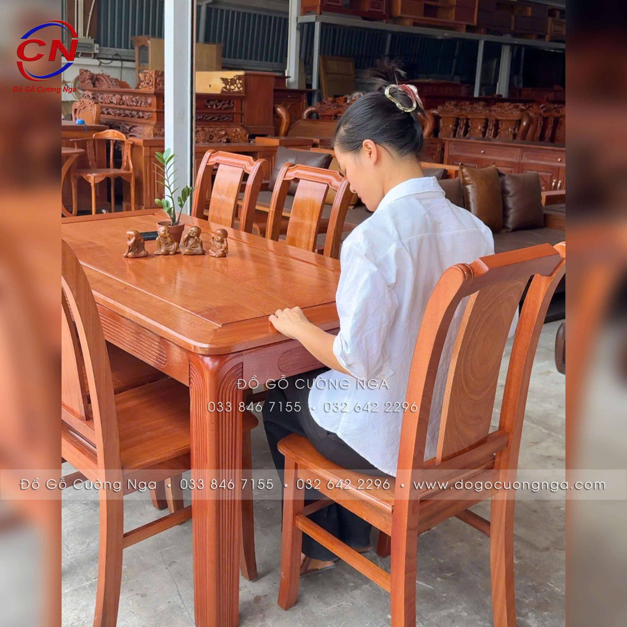 bàn ăn gỗ xoan đào 6 ghế 