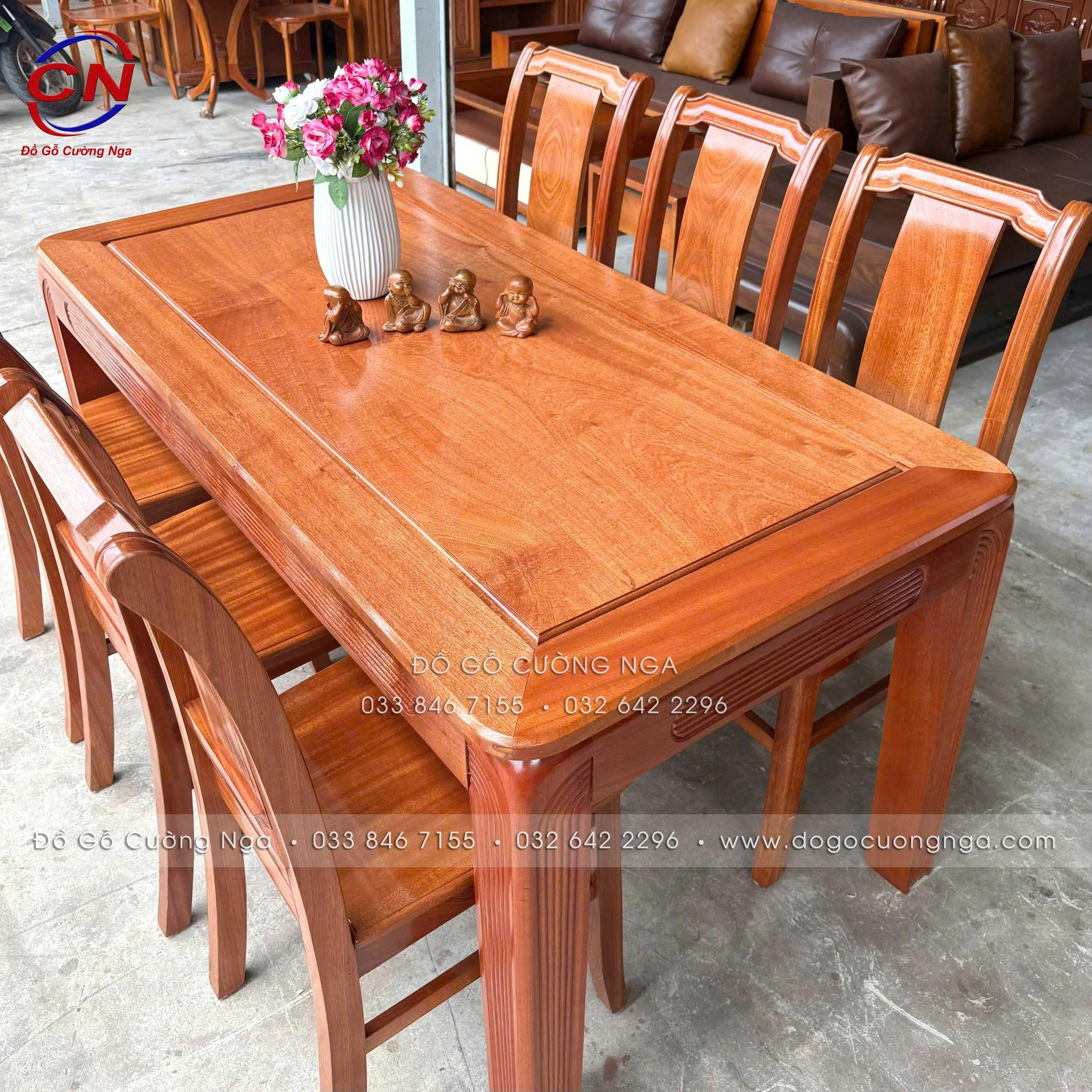 bàn ăn gỗ xoan đào 6 ghế 