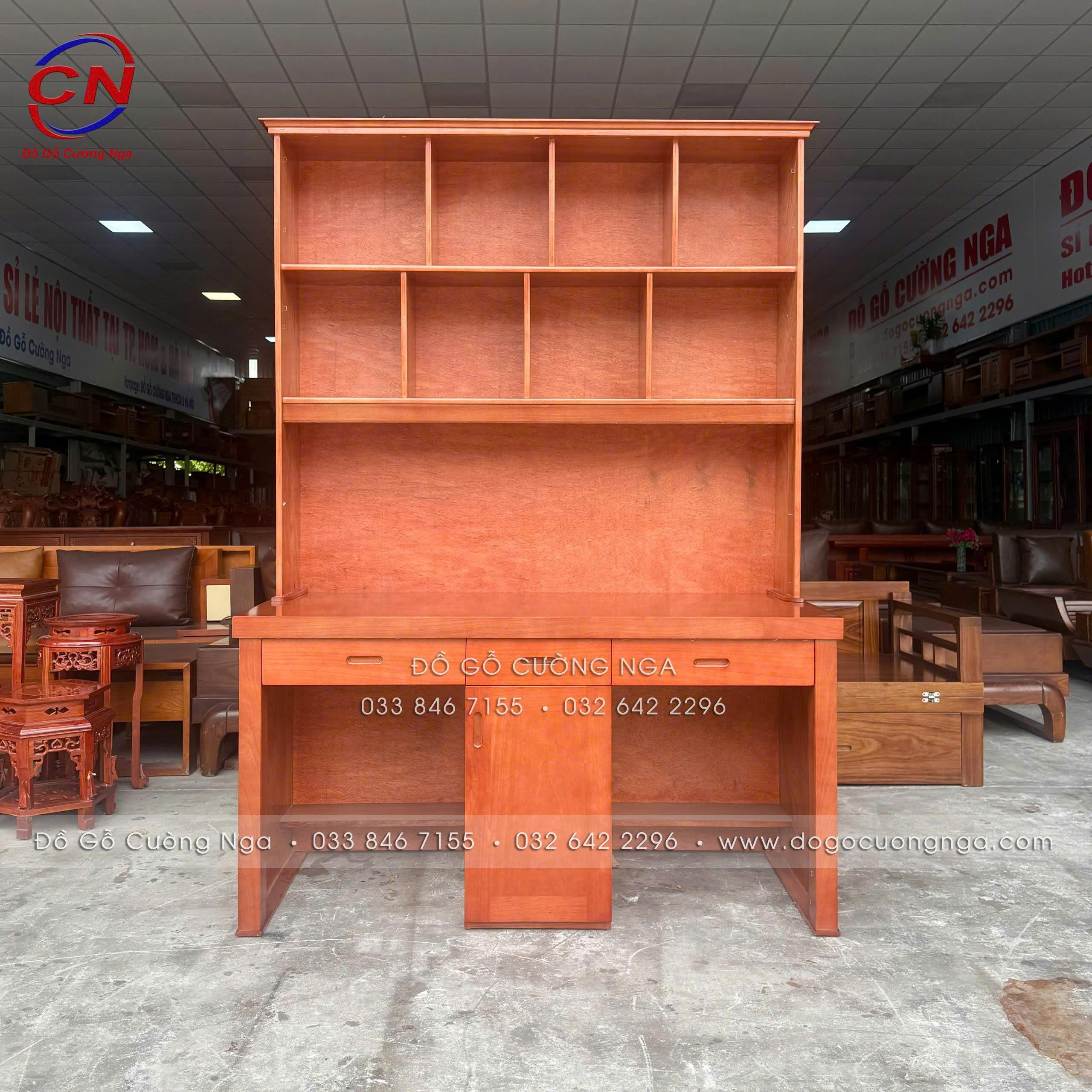 bàn học đôi gỗ xoan đào 1m4