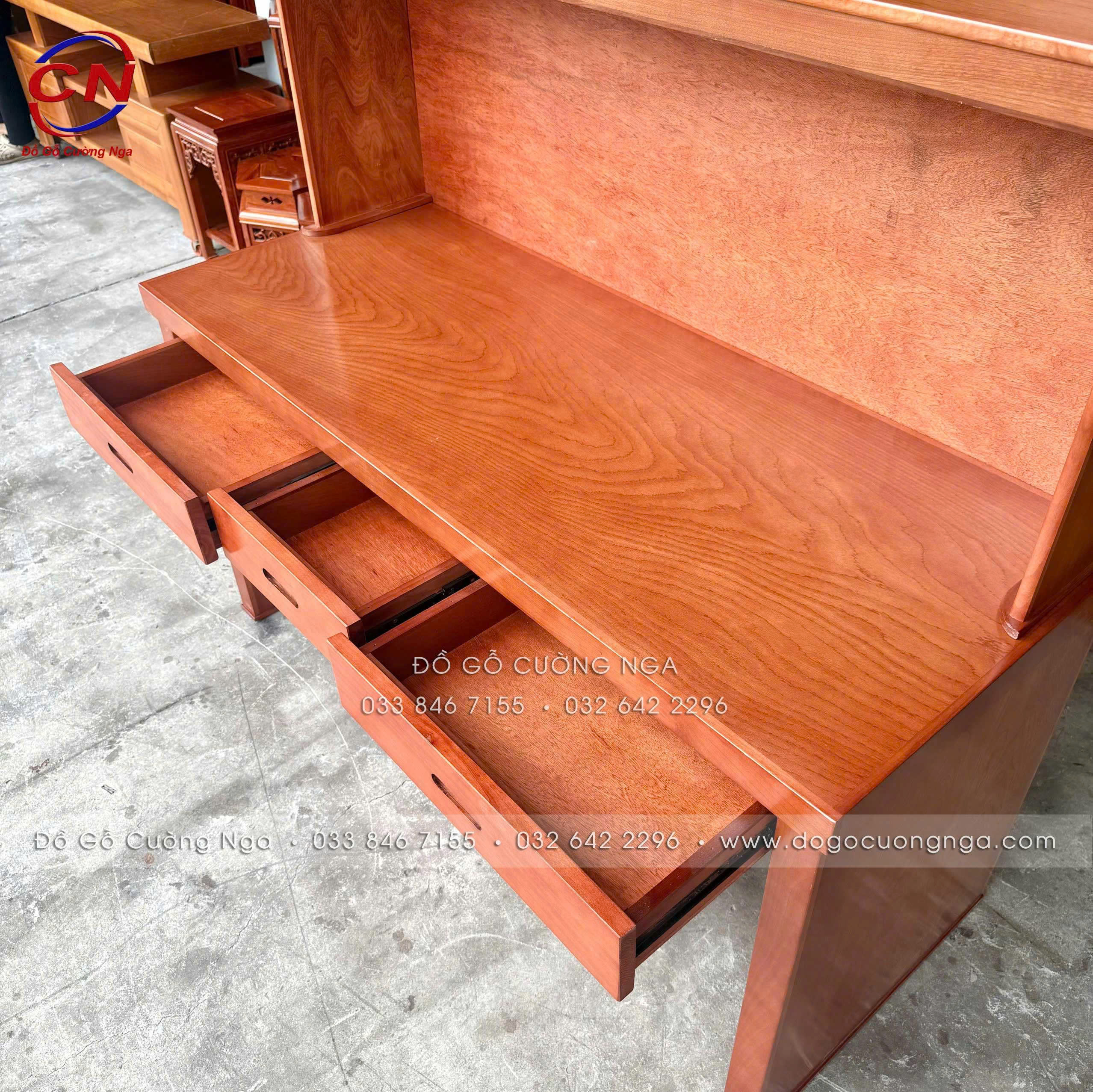 bàn học đôi gỗ xoan đào 1m4