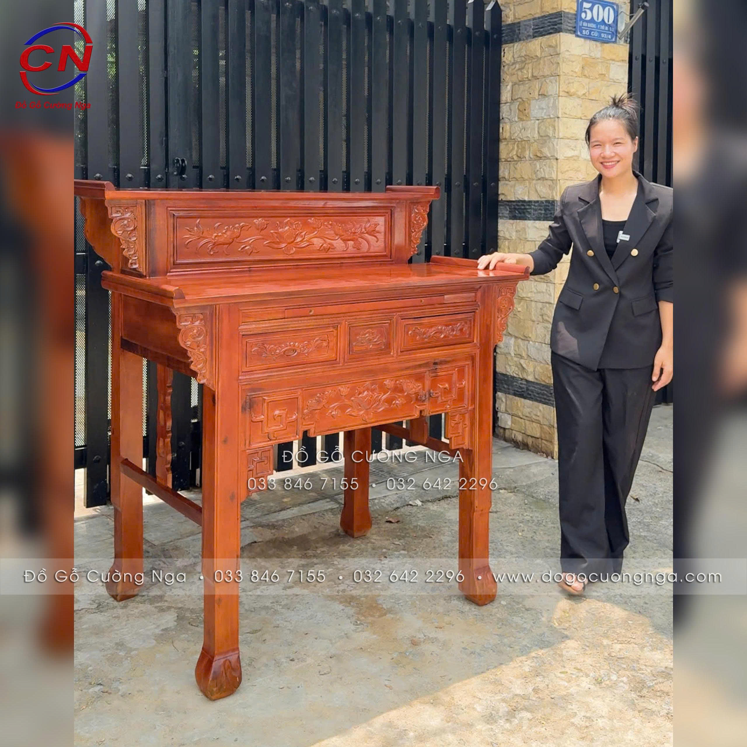 bàn thờ gỗ tràm 2 tầng 