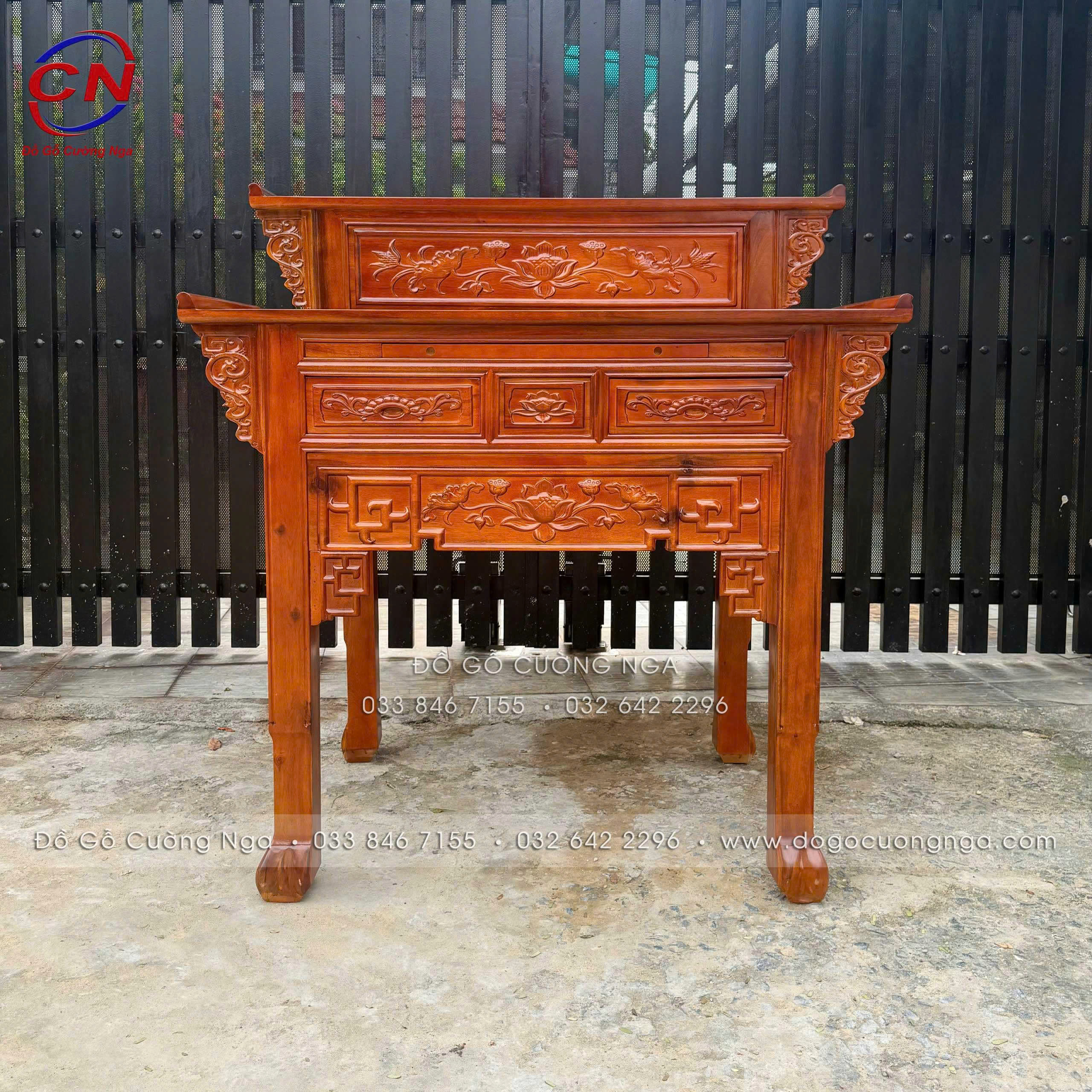 bàn thờ gỗ tràm 2 tầng 