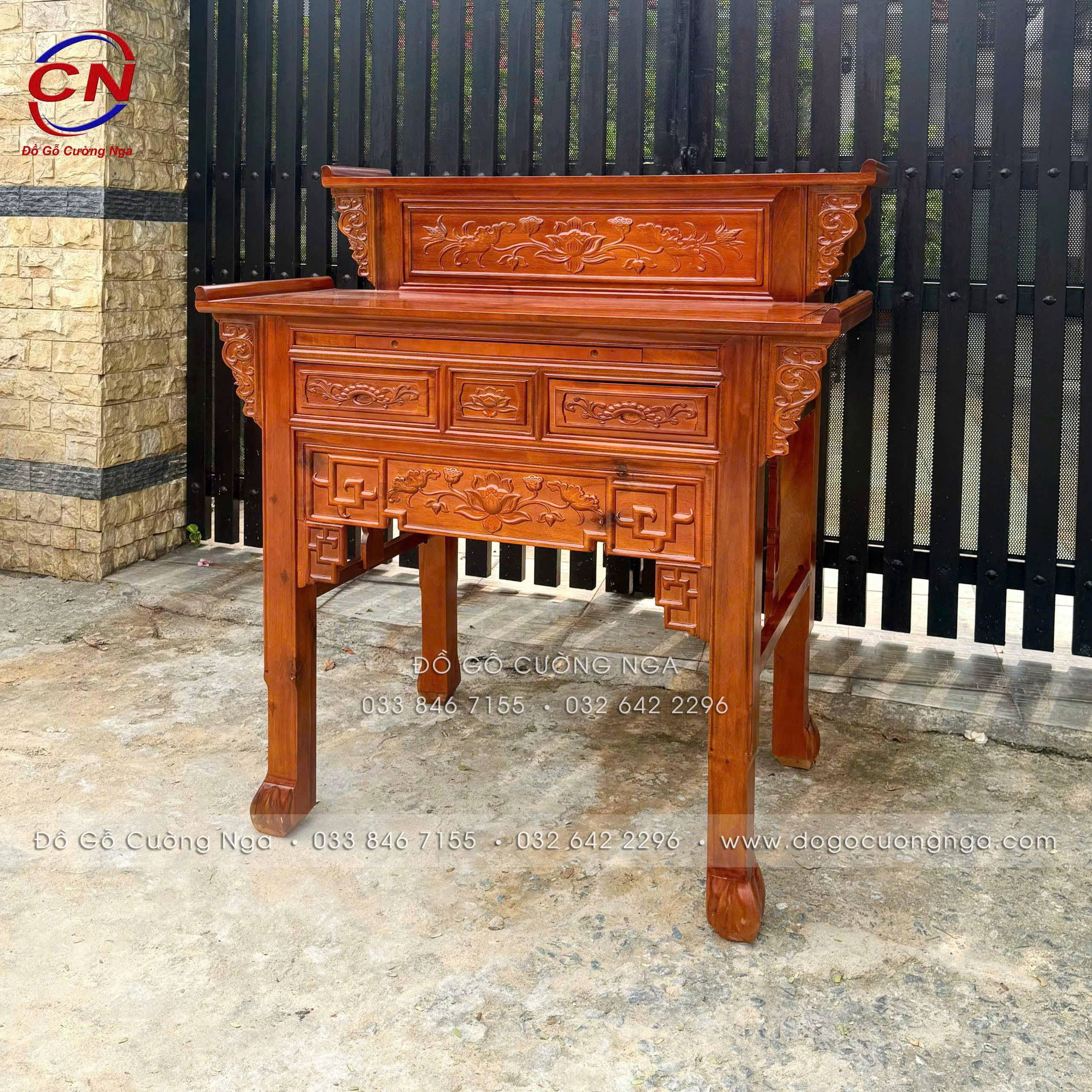 bàn thờ gỗ tràm 2 tầng 