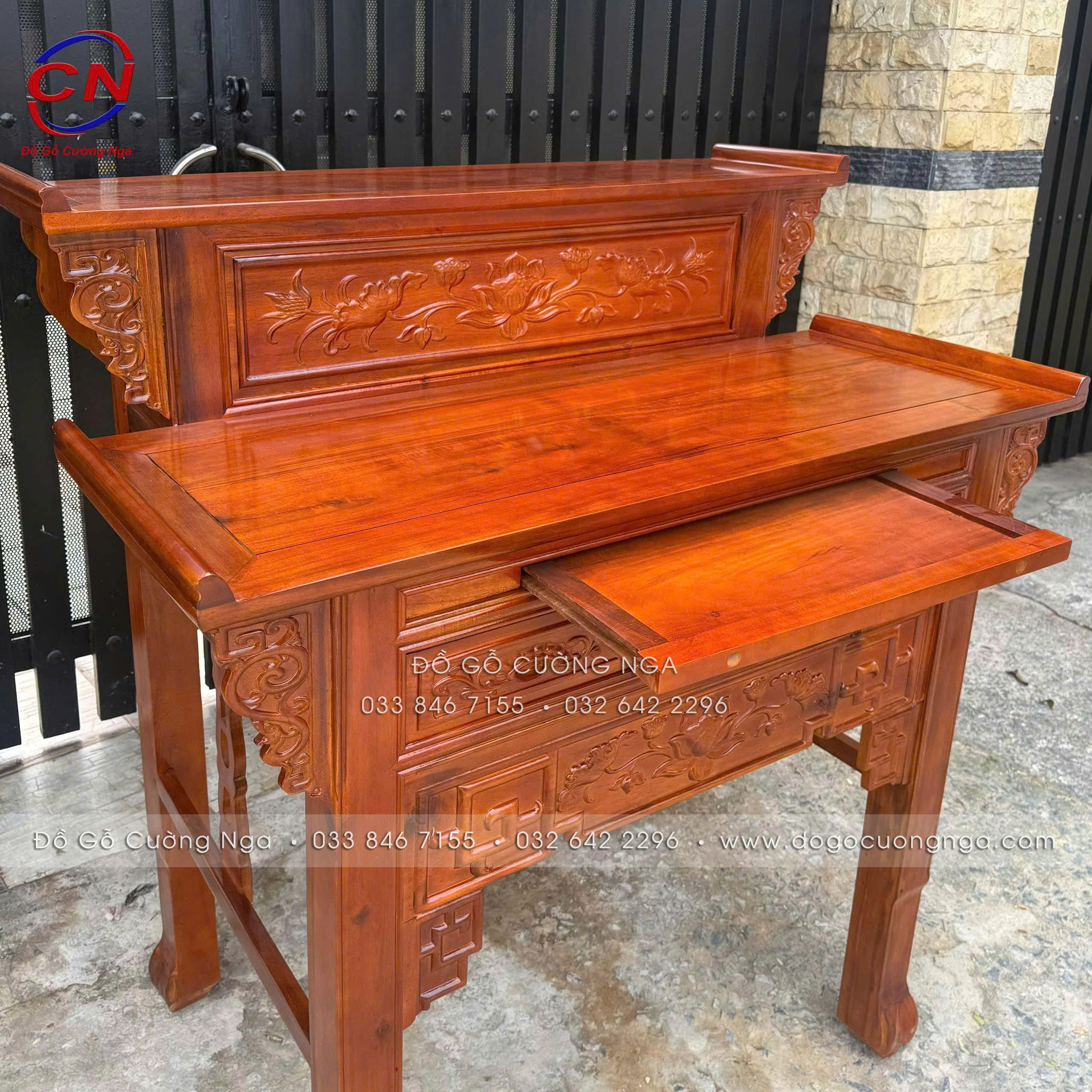 bàn thờ gỗ tràm 2 tầng 