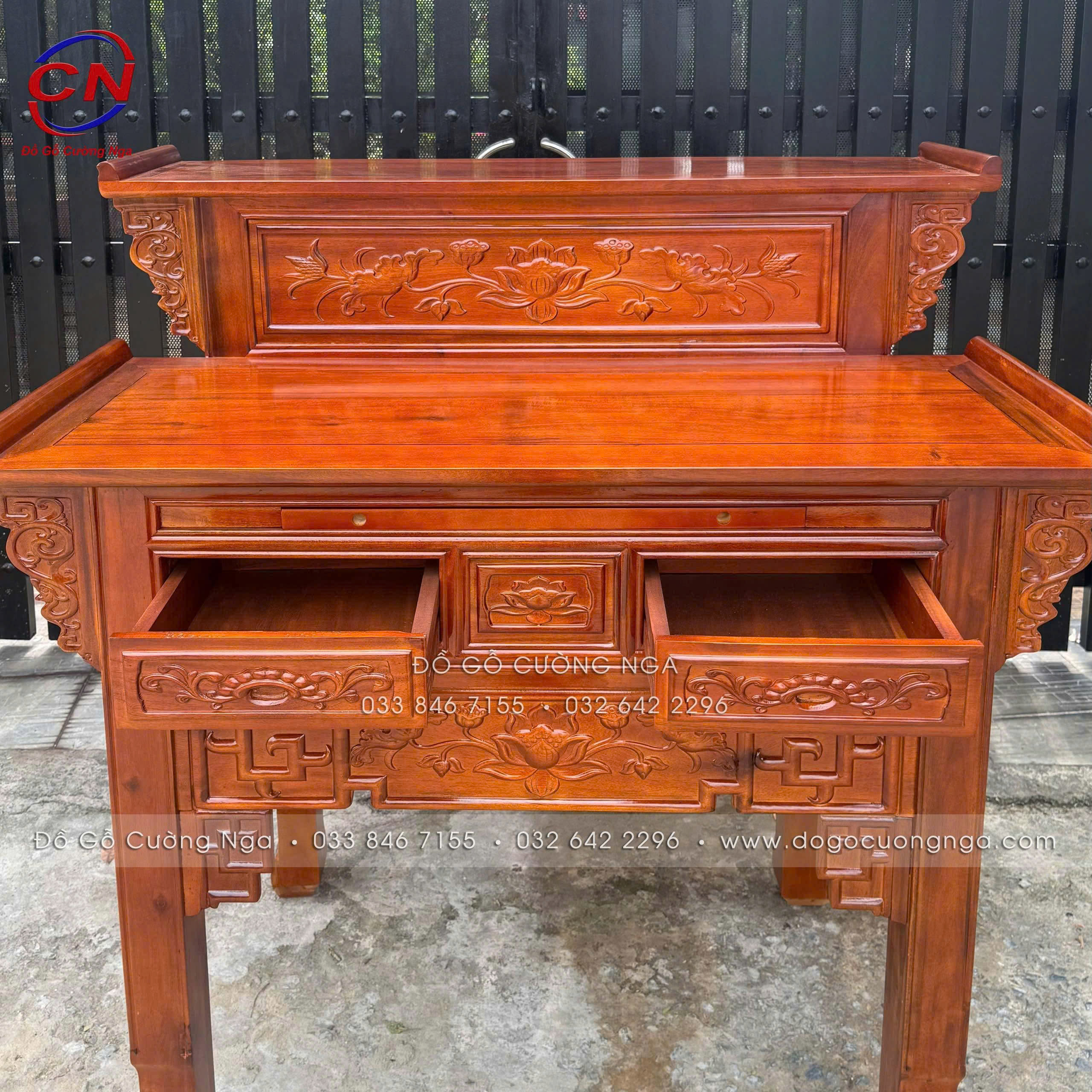 bàn thờ gỗ tràm 2 tầng 