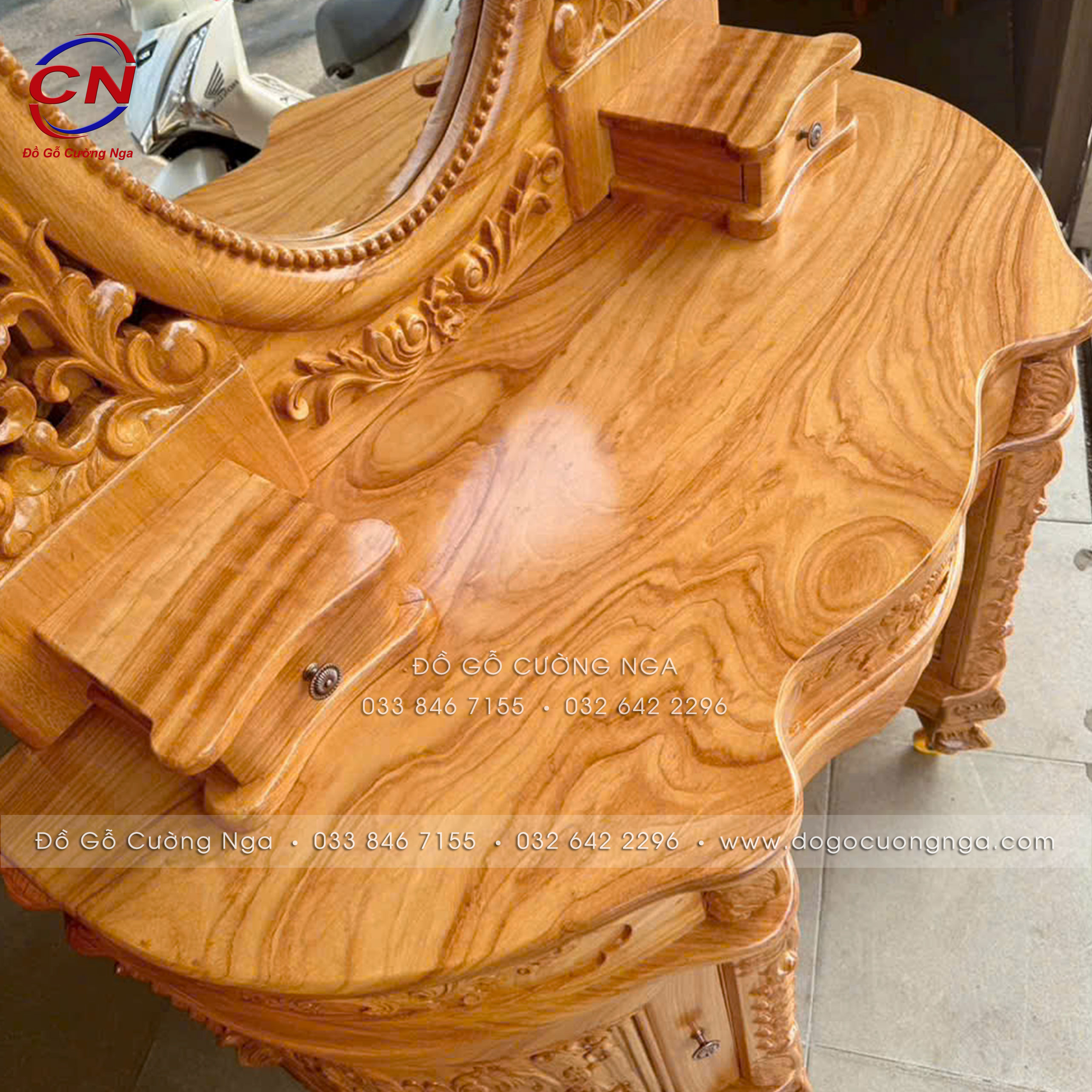 bàn trang điểm gỗ gõ đỏ 
