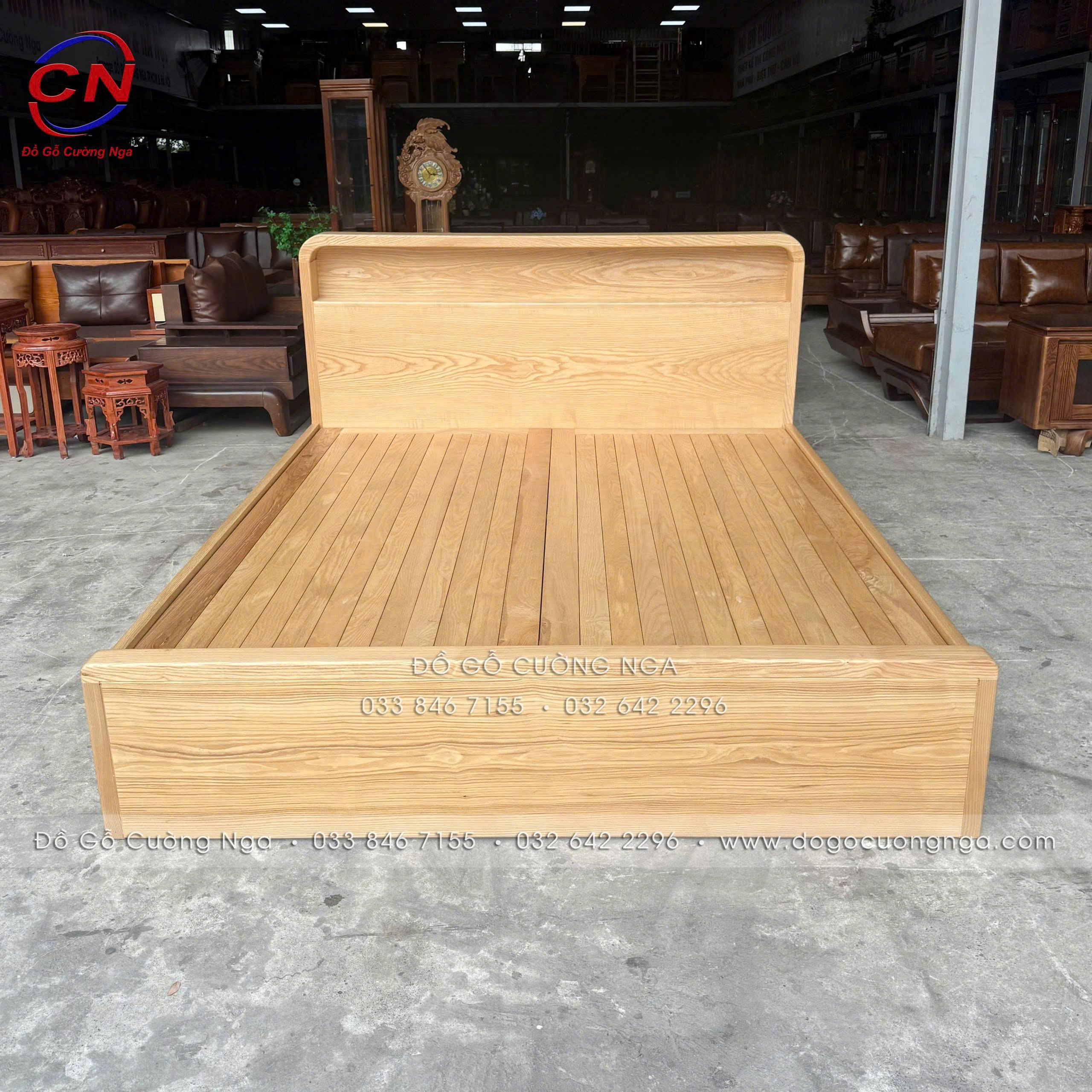giường ngủ gỗ sồi nga 2 ngăn kéo