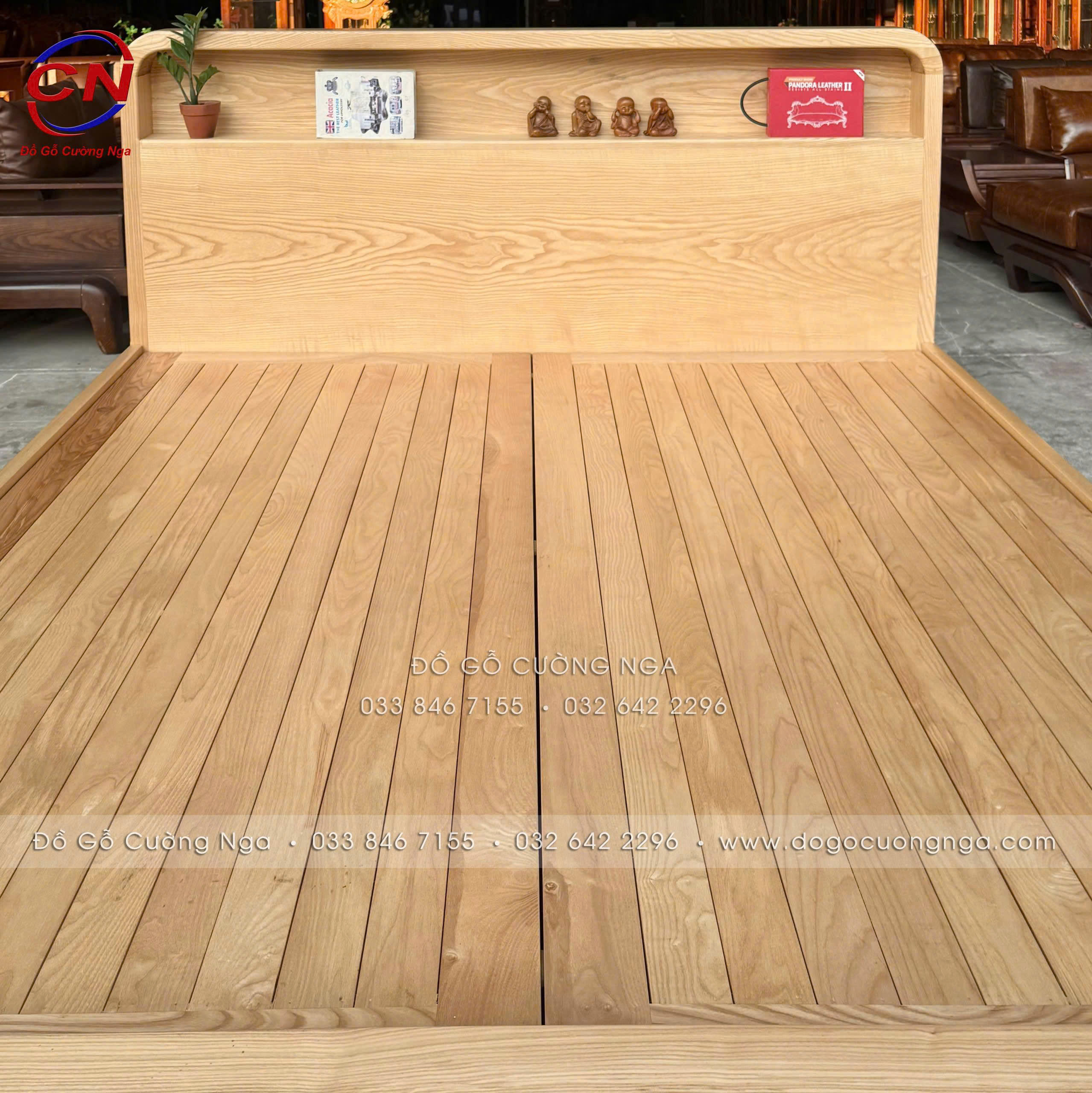 giường ngủ gỗ sồi nga 2 ngăn kéo