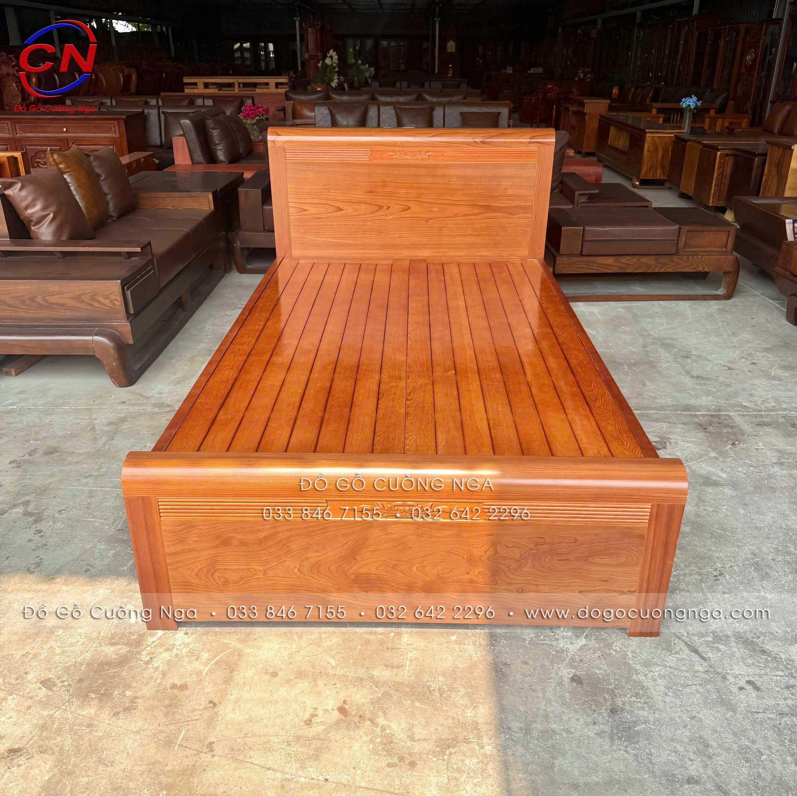 giường ngủ gỗ xoan đào đơn 1m2 