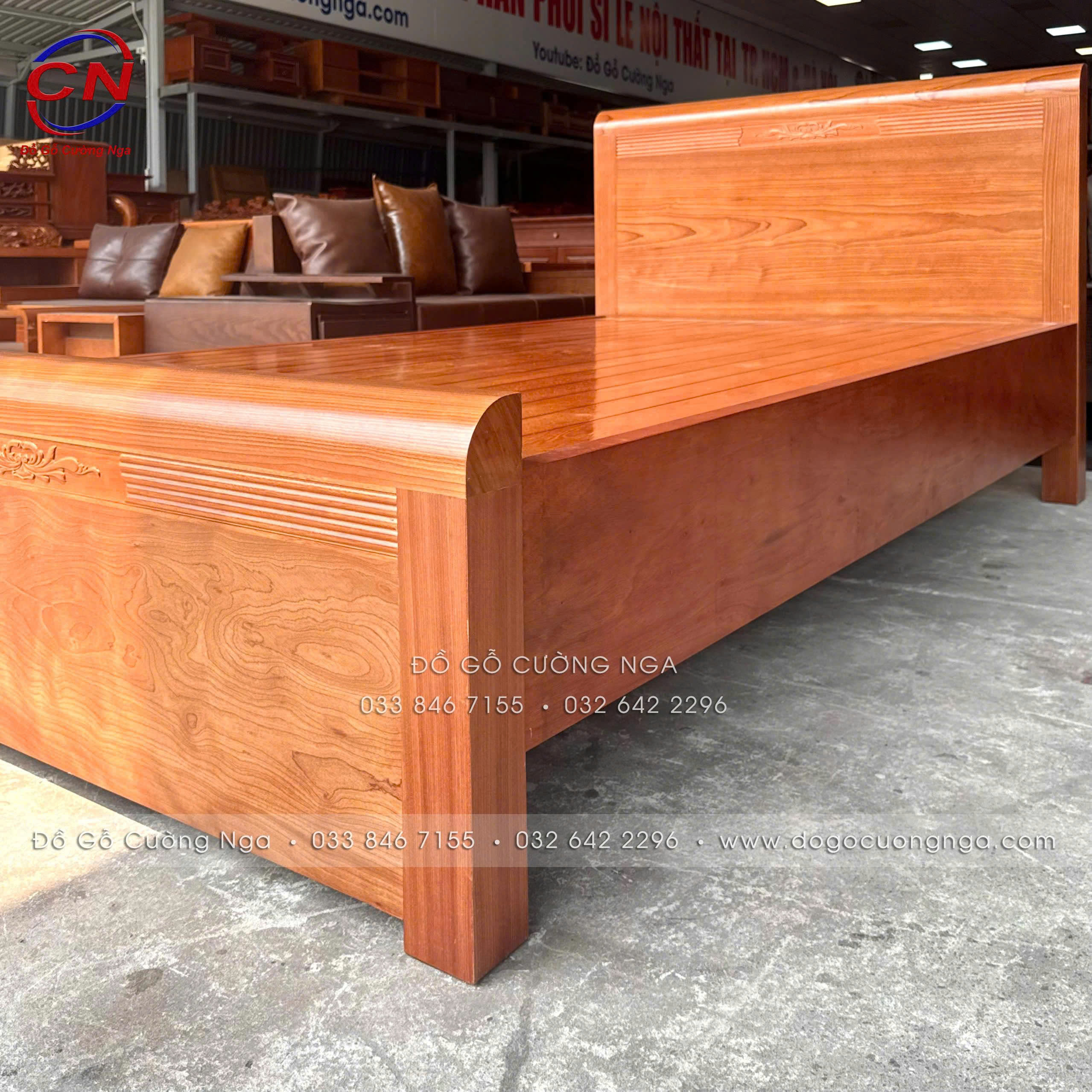 giường ngủ gỗ xoan đào đơn 1m2 