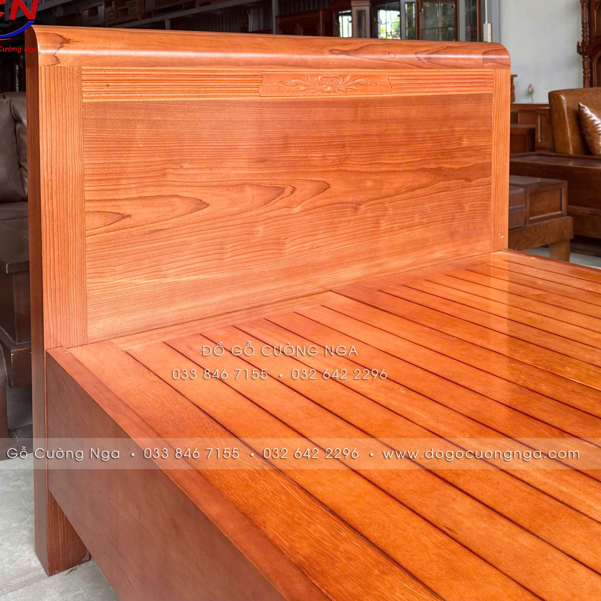 giường ngủ gỗ xoan đào đơn 1m2 