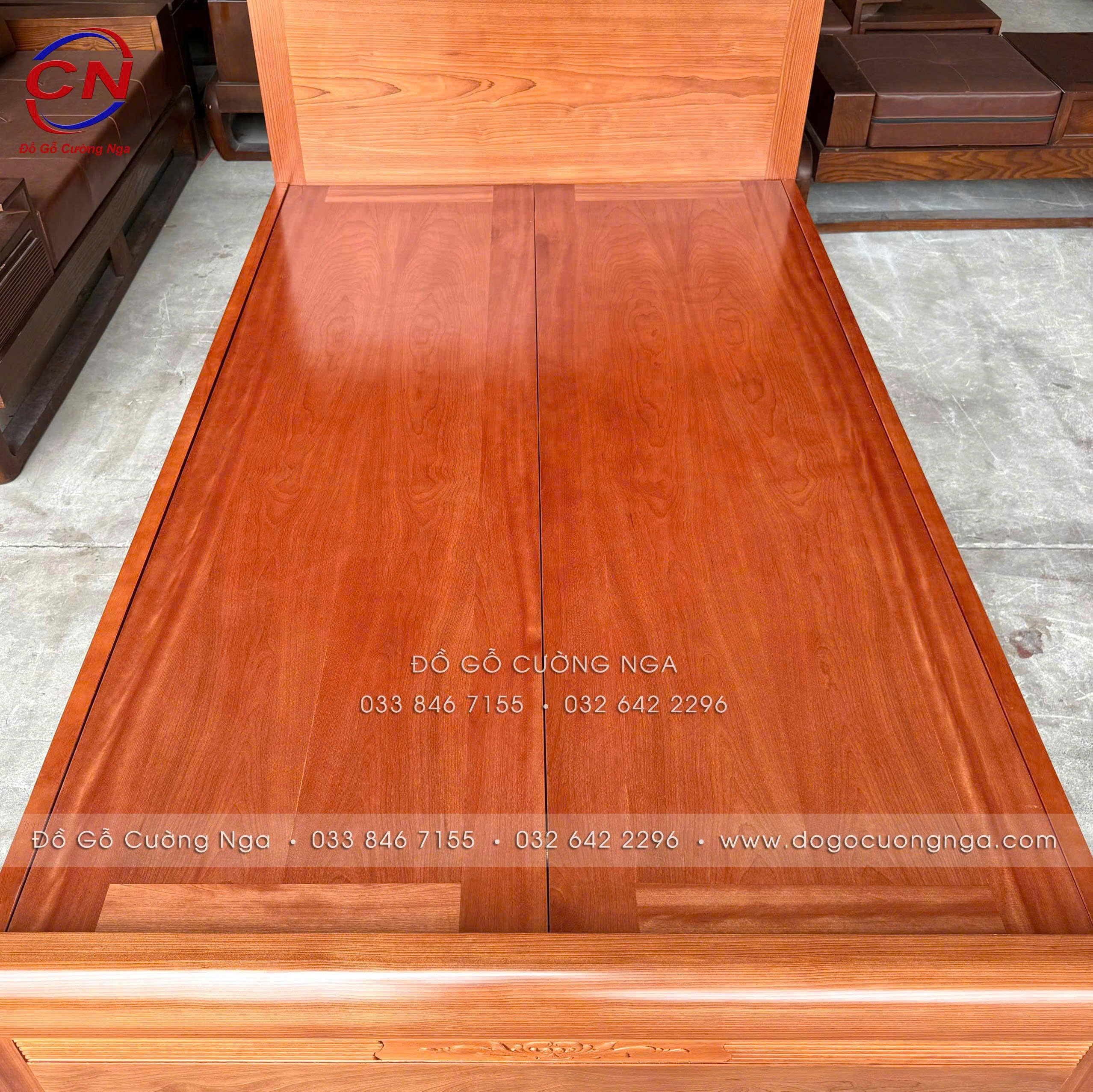 giường ngủ gỗ xoan đào 1m2 phản liền 