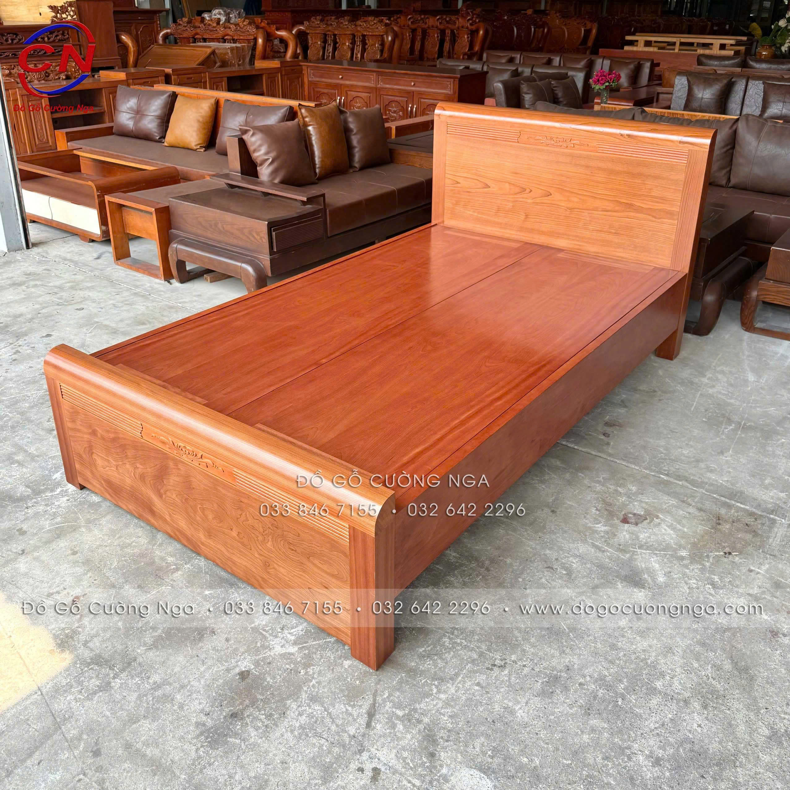 giường ngủ gỗ xoan đào 1m2 phản liền 