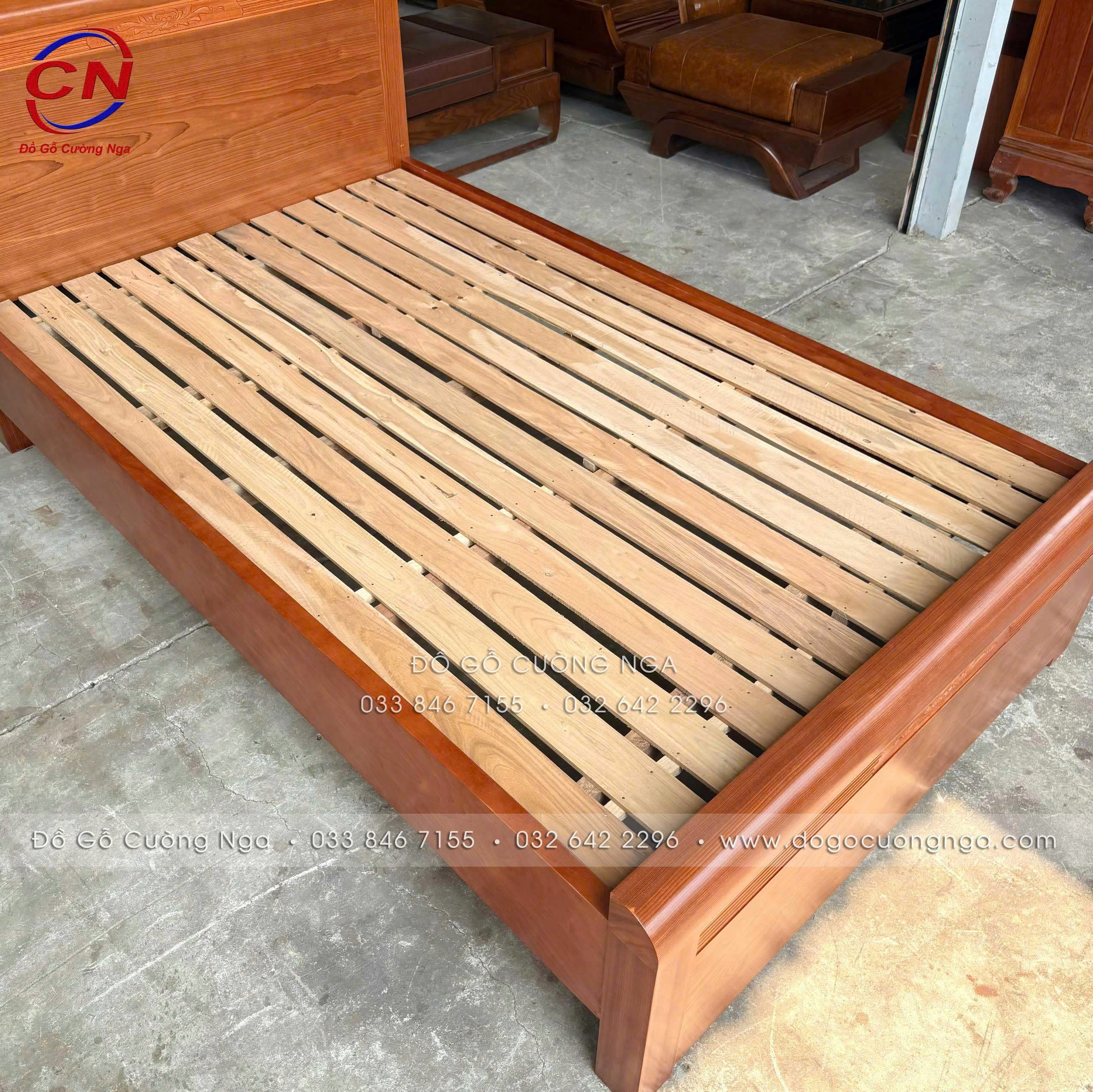giường ngủ gỗ xoan đào 1m2 - giường đơn 