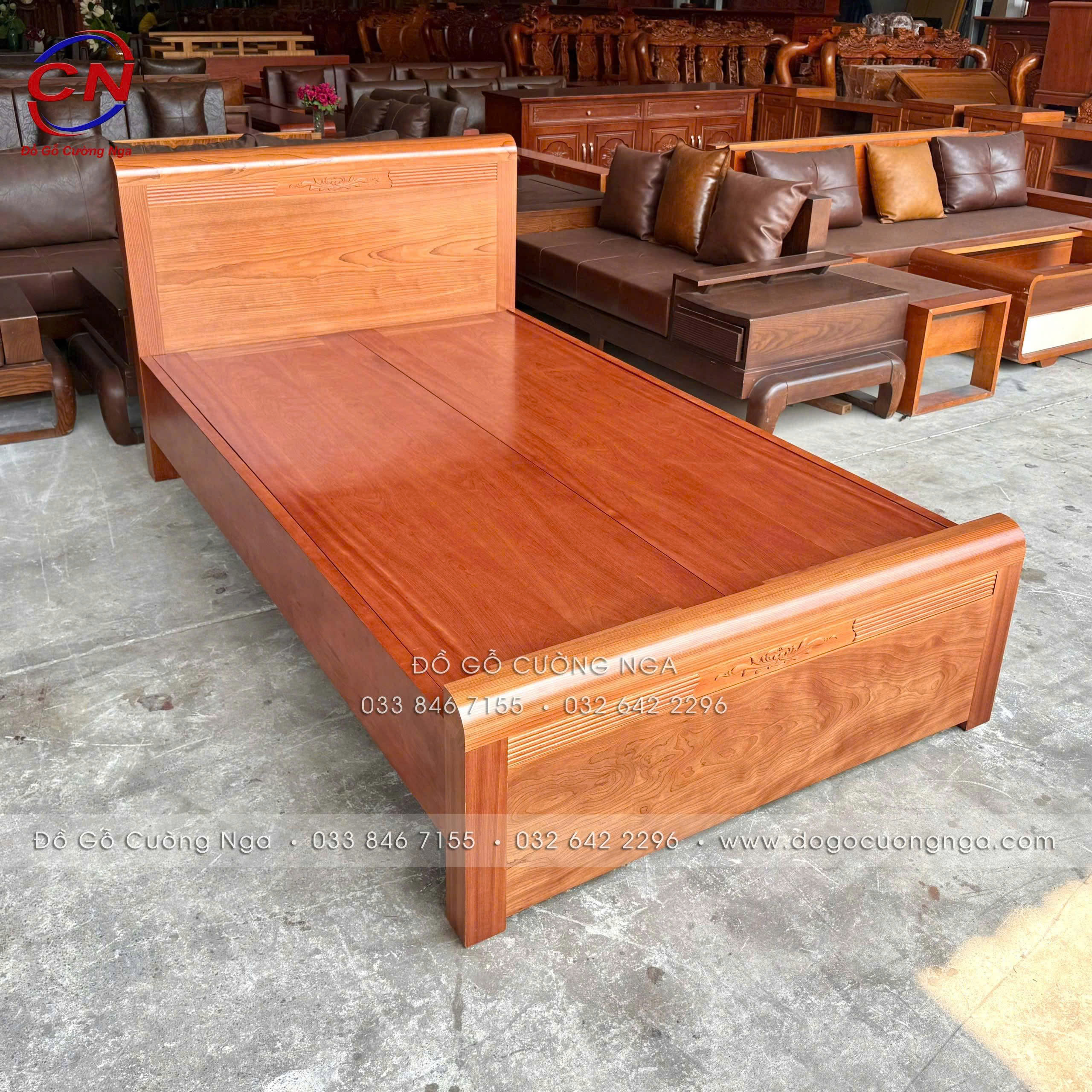 giường ngủ gỗ xoan đào 1m2 phản liền 