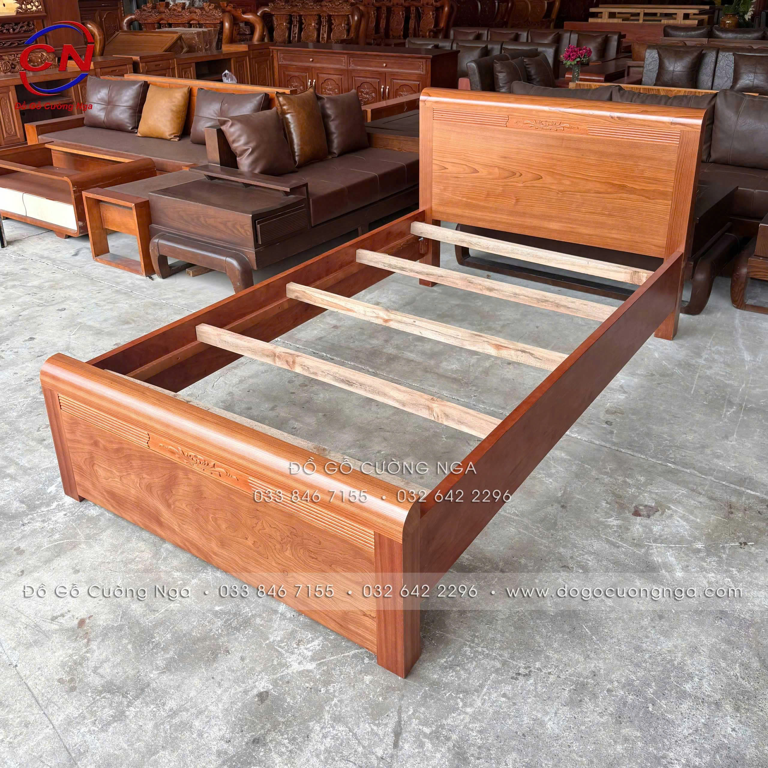 giường ngủ gỗ xoan đào đơn 1m2 