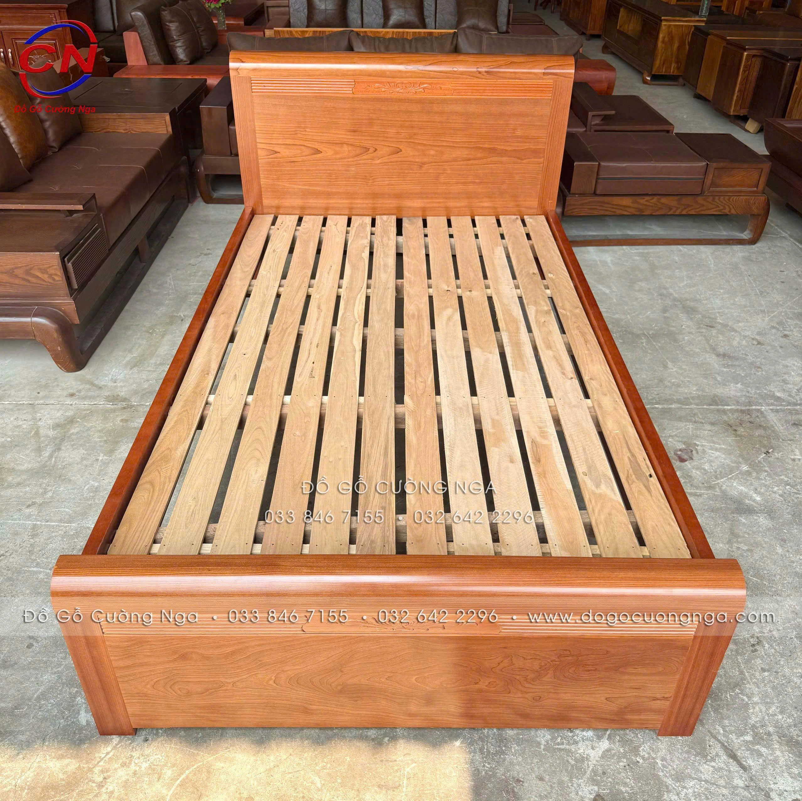 giường ngủ gỗ xoan đào 1m2 - giường đơn 