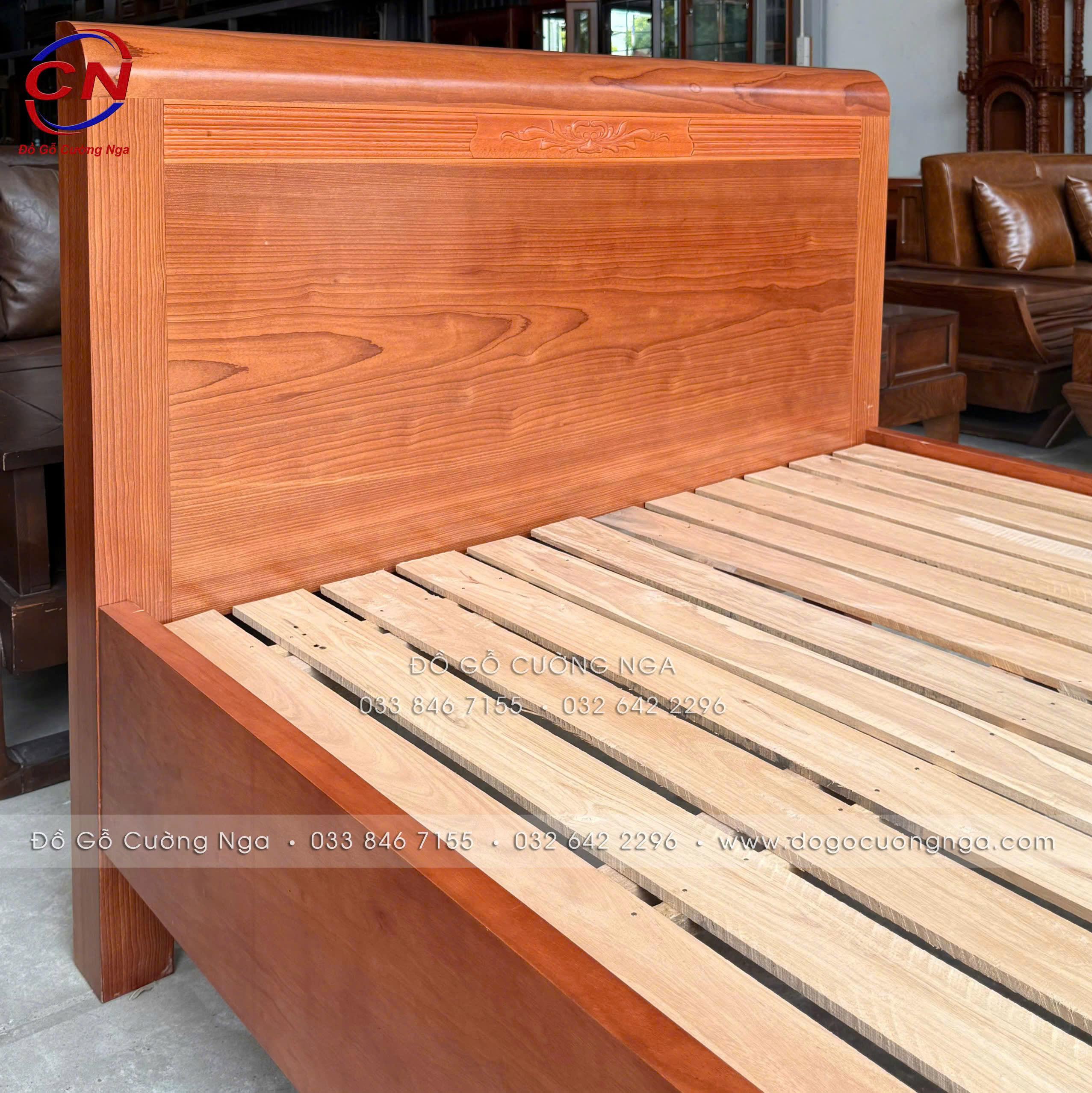 giường ngủ gỗ xoan đào 1m2 - giường đơn 