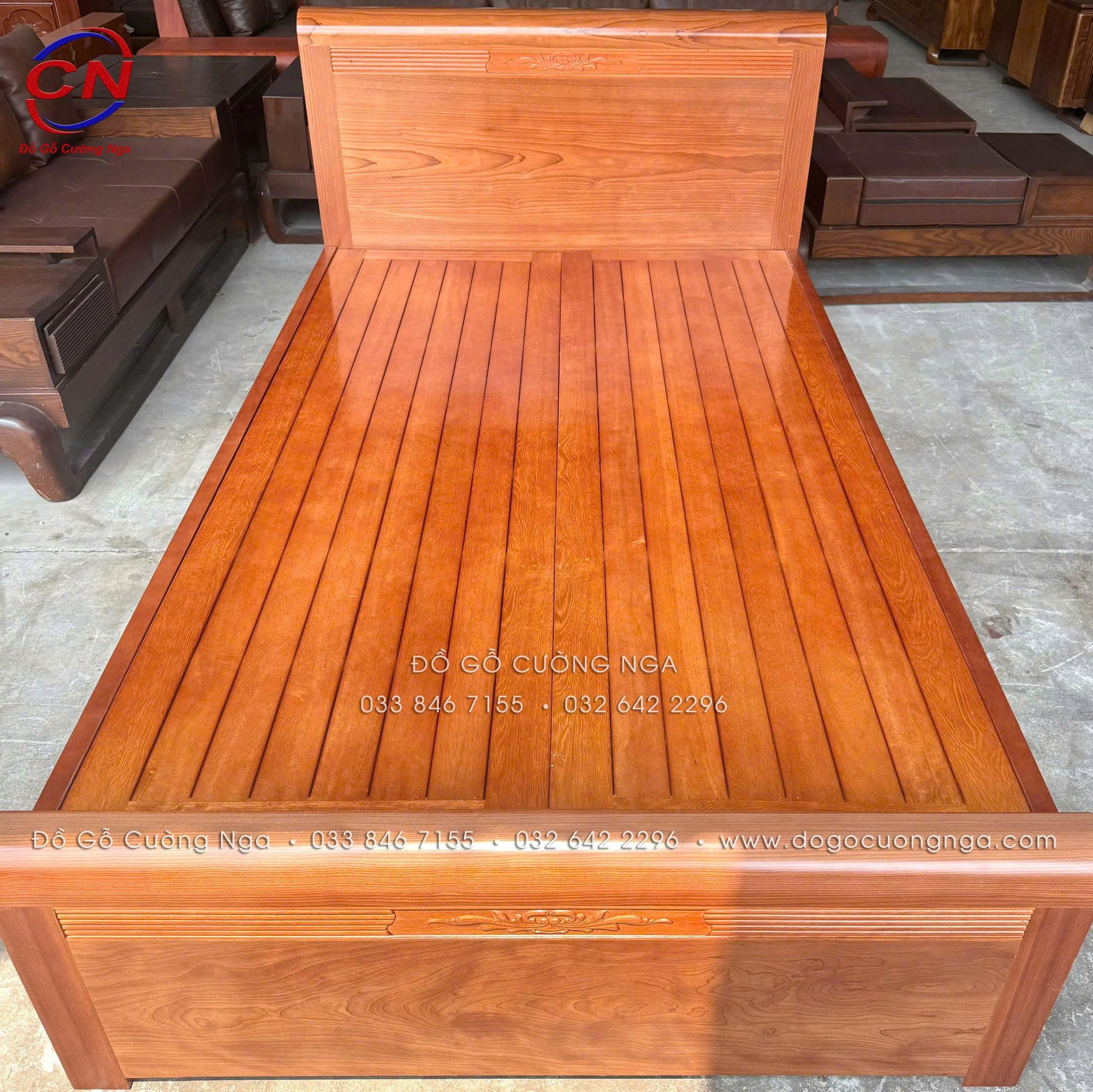 giường ngủ gỗ xoan đào đơn 1m2 