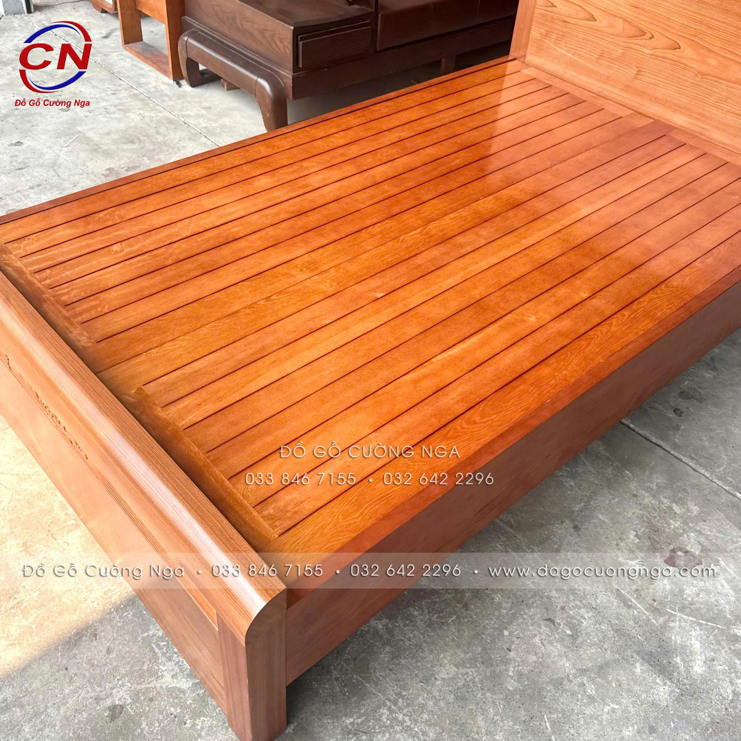 giường ngủ gỗ xoan đào đơn 1m2 