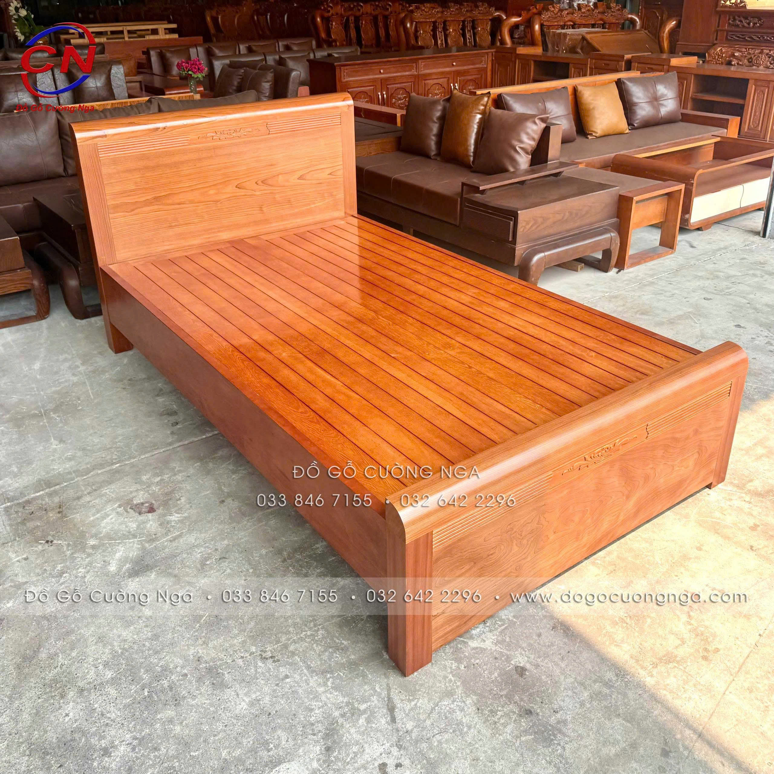 giường ngủ gỗ xoan đào đơn 1m2 