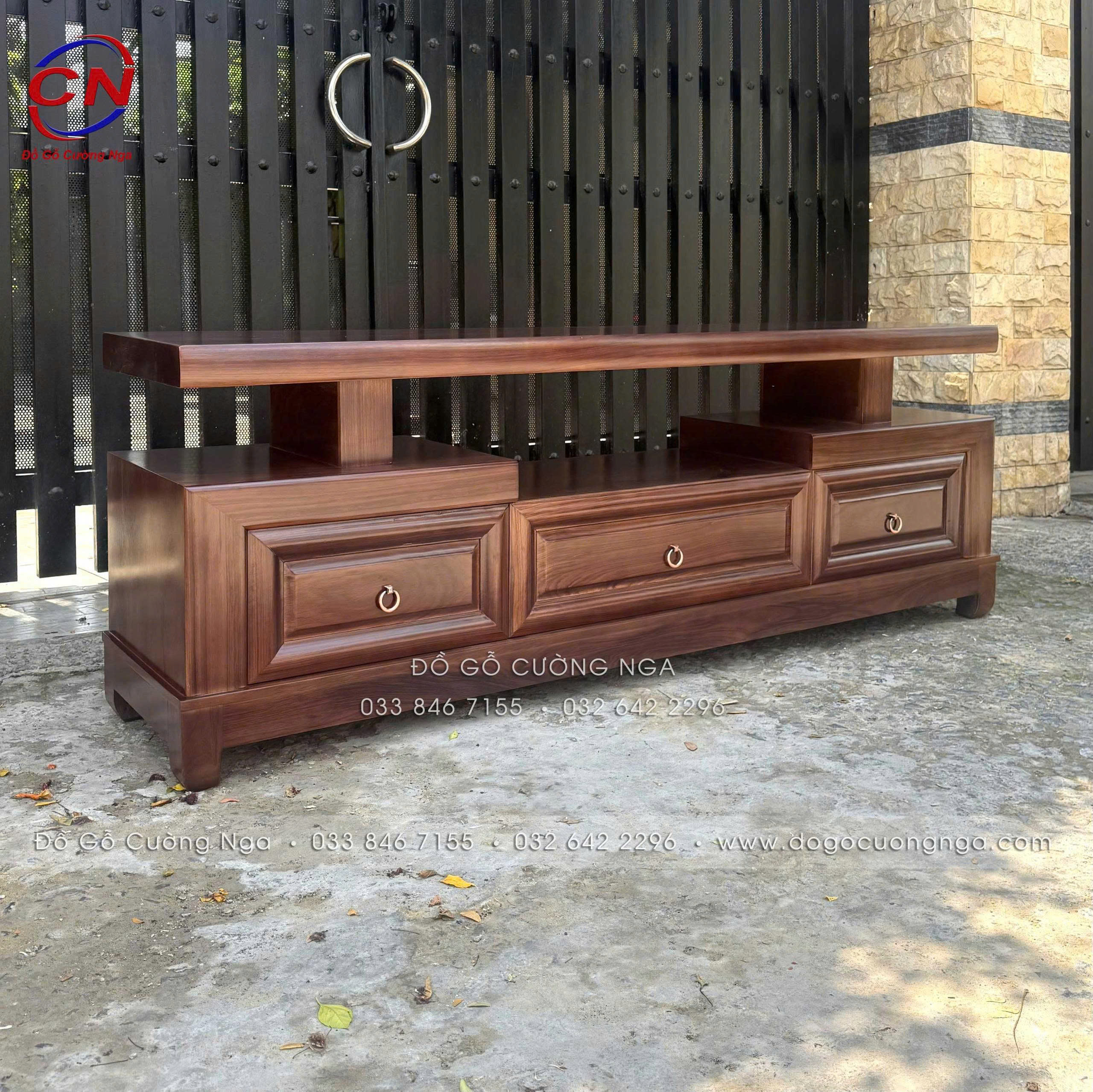 kệ tivi gỗ hương xám màu óc chó hiện đại 