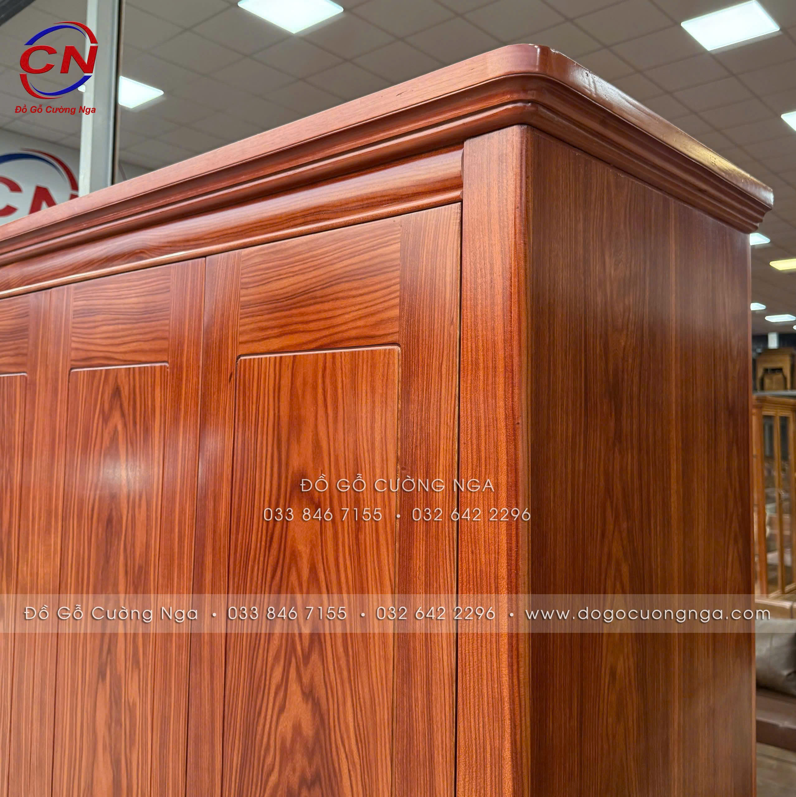 tủ áo gỗ cẩm vân 4 cánh hiện đại