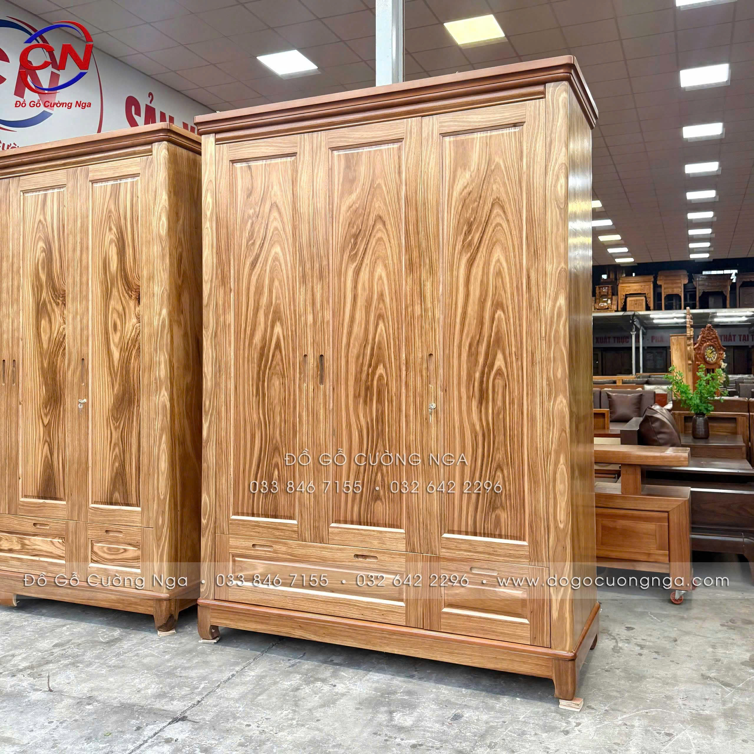 tu áo gỗ hương xám 3 cánh 