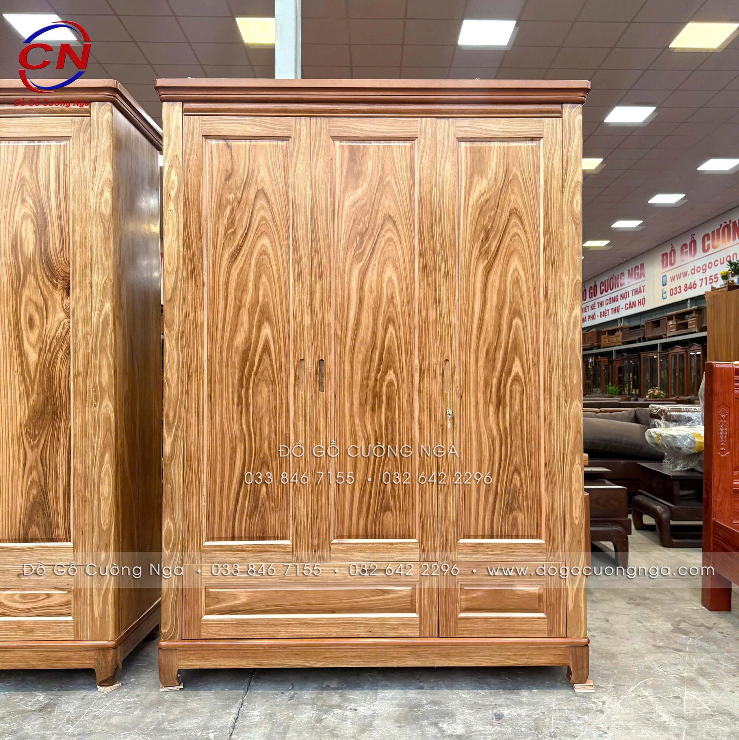 Tủ quần áo gỗ hương xám 3 cánh 