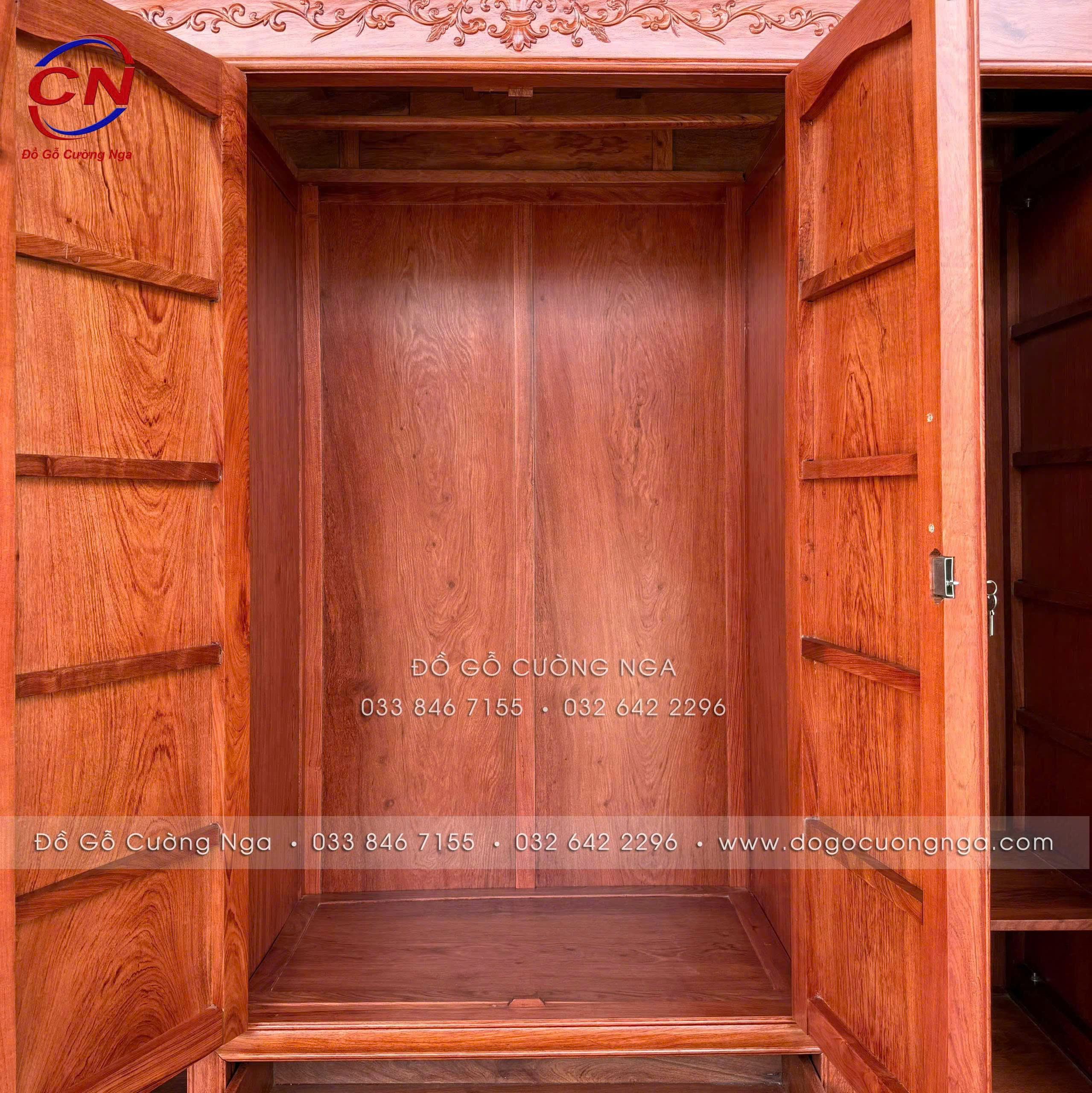 tủ quần áo gỗ hương đá 4 cánh cao cấp