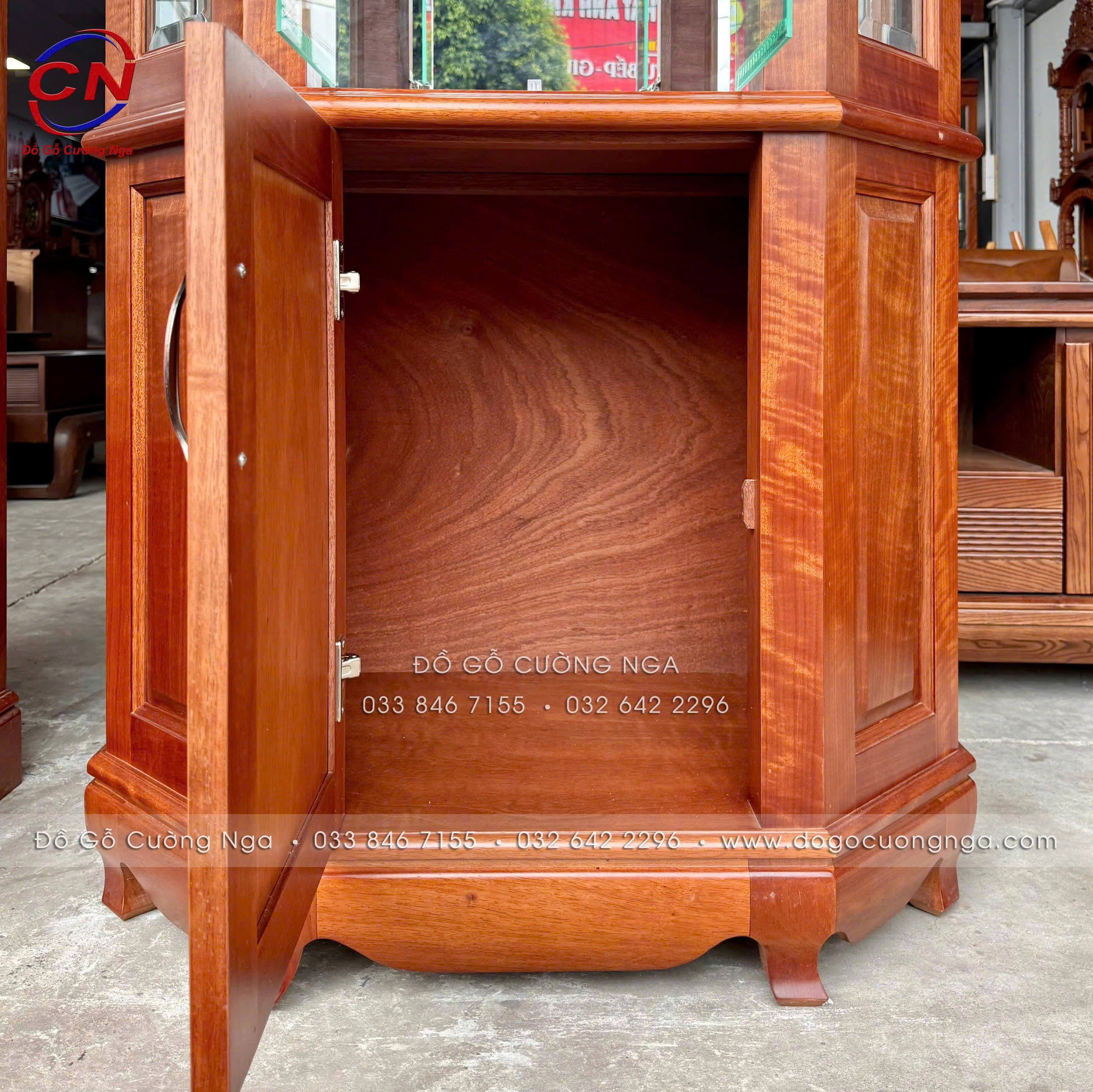 Tủ rượu lục lăng gỗ xoan đào 87cm