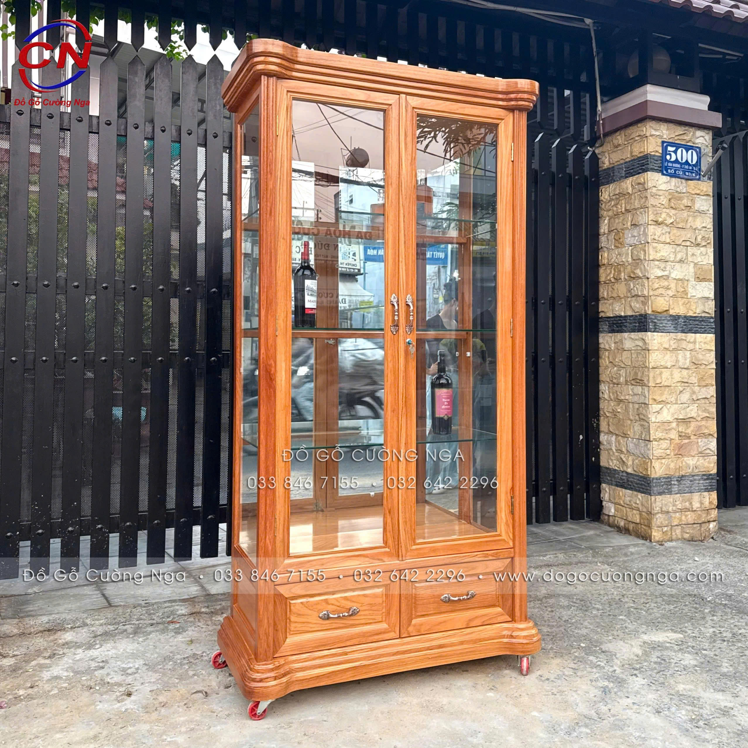 tủ rượu gỗ gõ đỏ 