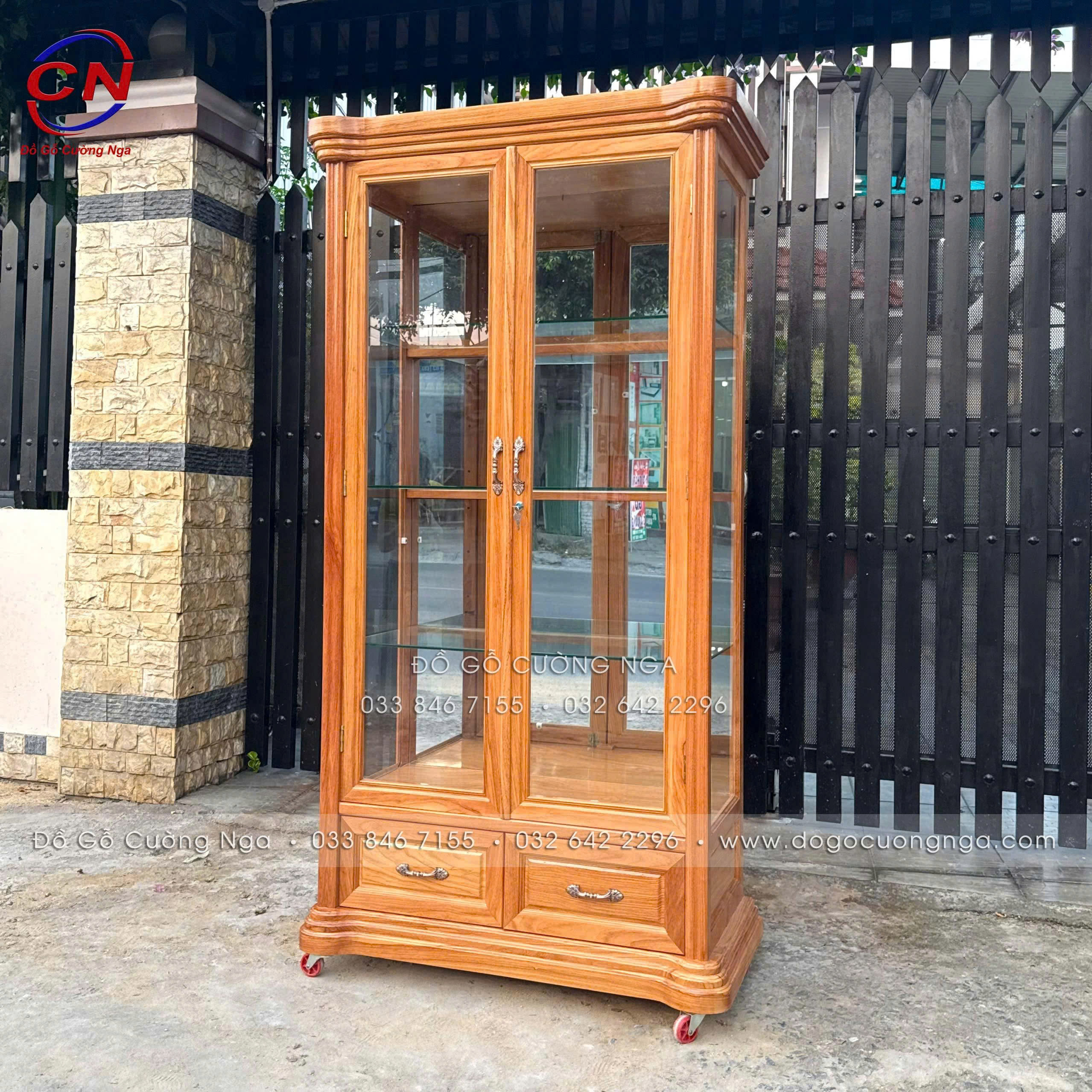tủ rượu gỗ gõ đỏ 