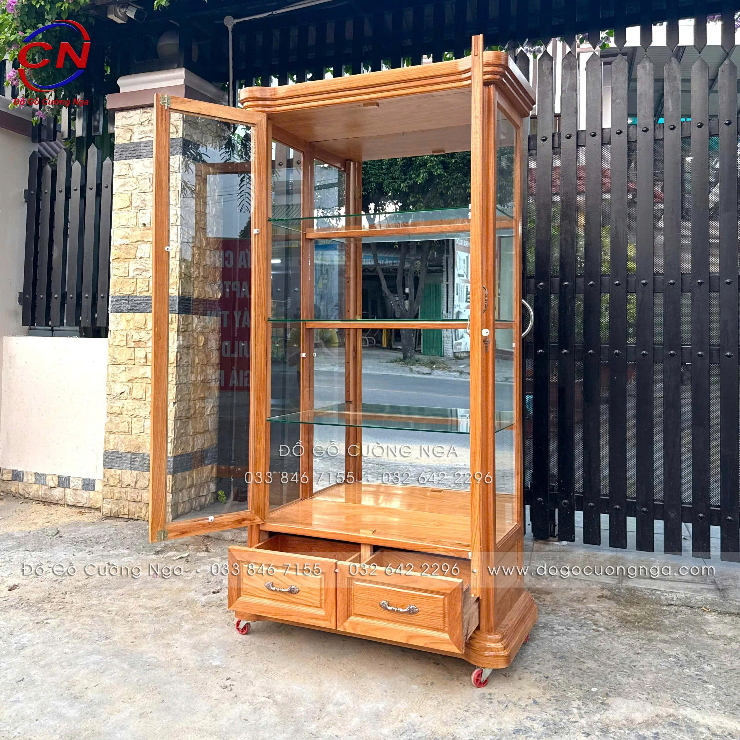 tủ rượu gỗ gõ đỏ 